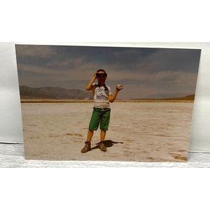 Boy with Binoculars Found Photo Snapshot 1988 Ghost Town Rhyolite Nevada